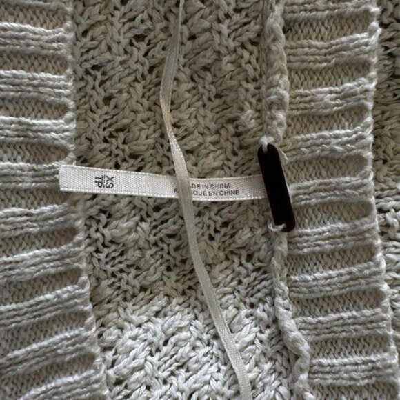 Free People Waffle Knit XS Sweater With Open Back - Beige Long Sleeves Ribbed He - Picture 4 of 4